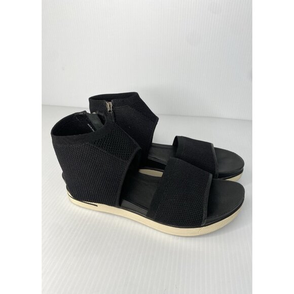 Eileen Fisher Knit-St Stretch Black Open Toe Platform Sandals Women’s Sz 9.5 - Picture 2 of 10